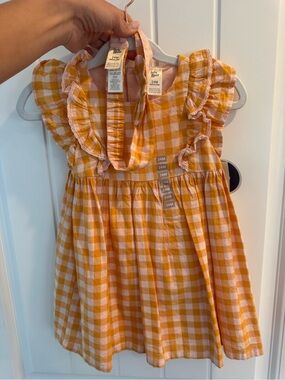 Gingham Ruffle-Trim Toddler Dress in Yellow